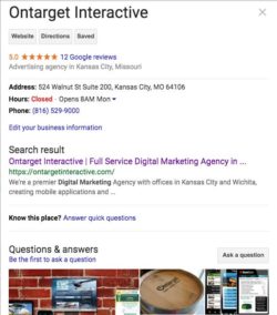 Ontarget Google Business Page