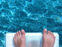 Feet on diving board