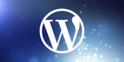 wordpress logo in blue and white