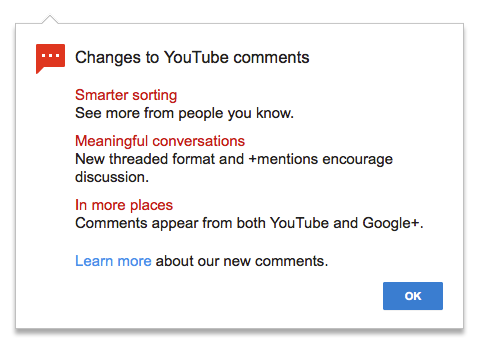 Google World Domination - YouTube Comments Change