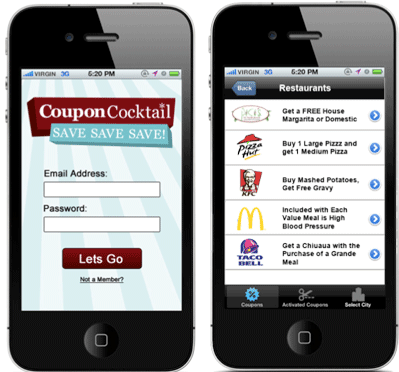 coupon cocktail mobile app