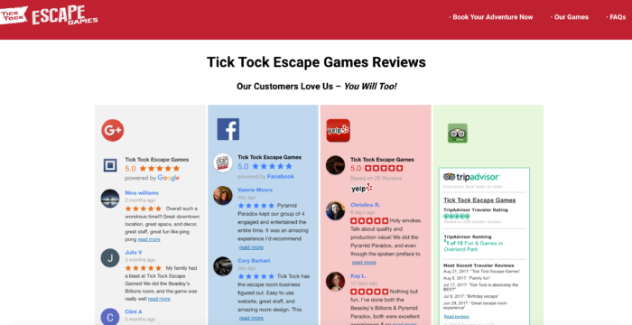 ticktock escape games reviews on website
