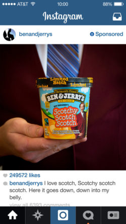 instagram ben and jerry's ice cream ad