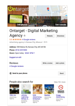 ontarget interactive digital marketing agency google listing