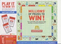 monopoly board and mcdonald's giveaway
