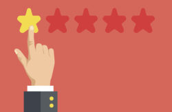 person indicating one star review graphic