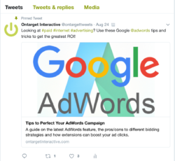 ontarget interactive tweet about adwords