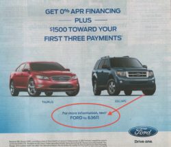 ford text marketing in newspaper