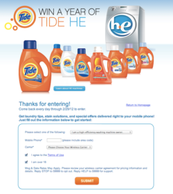 tide sign-up sms text marketing to win