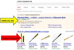 product listing ads for yellow baseball bat