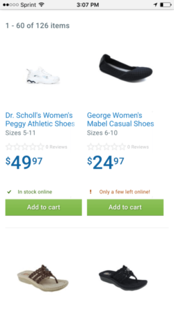 walmart mobile site product search for shoes