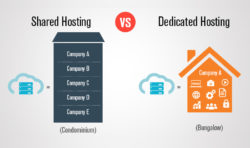 shared vs dedicated hosting diagram